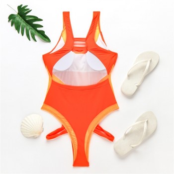 Neon Pink Orange Bodysuit One Piece Swimsuit 2020 Sexy Sport Monokini Push Up Padded High Cut Bathing Suit Women Swimwear S-L